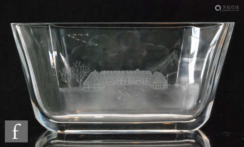 A mid 20th Century Orrefors clear crystal glass Sail vase designed by Sven Palmqvist engraved with