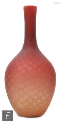 A late 19th Century Stevens & Williams satin quilted air trap vase of ovoid form with slender