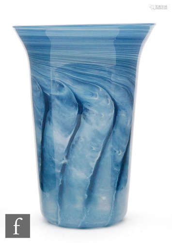 A later 20th Century studio glass vase by Anthony Stern of cylindrical form with everted rim