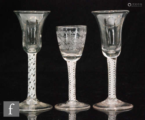 A continental drinking glass in the 18th Century taste with a slender round funnel bowl with