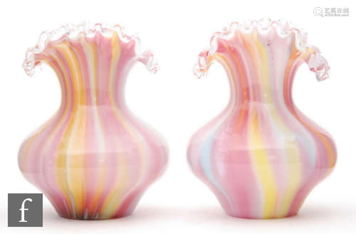 A pair of late 19th Century Continental posy vases, possibly Harrach,