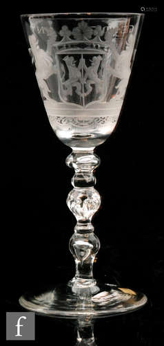 An 18th Century Newcastle light baluster drinking glass circa 1750,