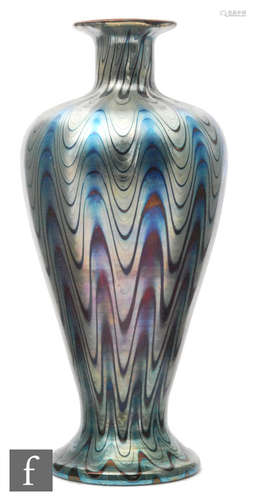 A large late 19th Century Loetz vase circa 1898 to 1900 of slender shouldered ovoid form with