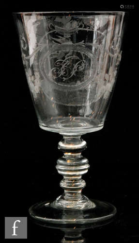 An oversized rummer circa 1800,