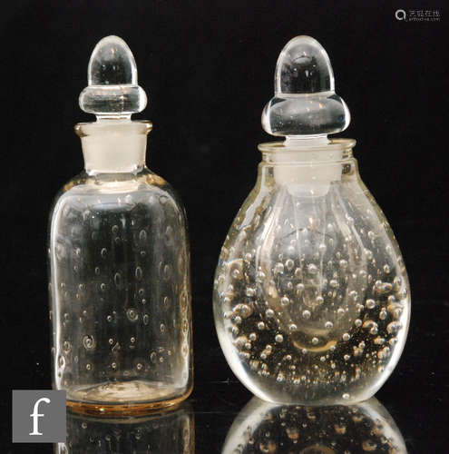 Two 1930s Italian Murano Venini glass scent bottles designed by Carlo Scarpa,