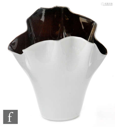 A post war Italian Murano Venini glass Fazzoletto vase designed by Paolo Venini,