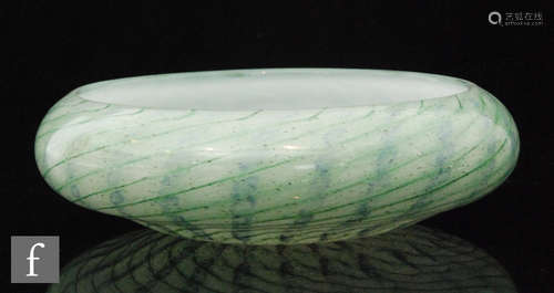 A 1930s Monart glass bowl, shape Y, of shallow circular form with a roll rim,