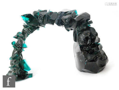 A large contemporary studio glass sculpture by Allister Malcolm titled Un-refined Arch,