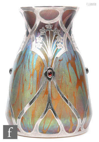 An early 20th Century Loetz silver overlay vase circa 1901,