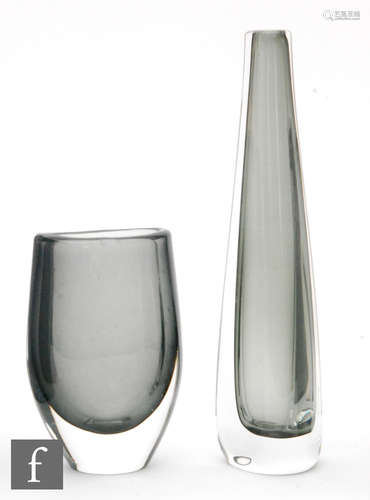 Two mid 20th Century Orrerfors Dusk vases designed by Nils Landberg,