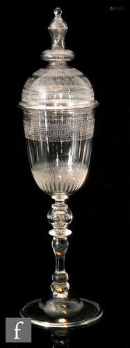 An early 19th Century Aspley Pellatt goblet and cover,