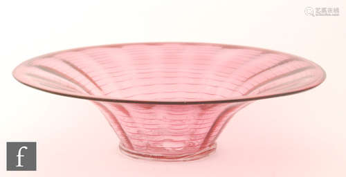 A 1930s Whitefriars glass threaded bowl designed by Barnaby Powell, pattern 8266,