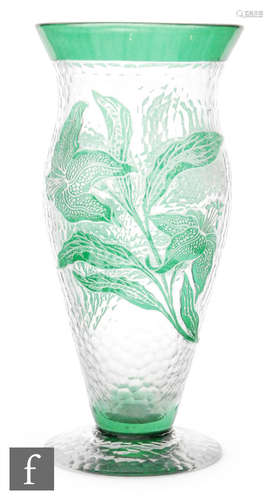 A 1930s Richardson's Cameo Rich vase of footed shouldered form,