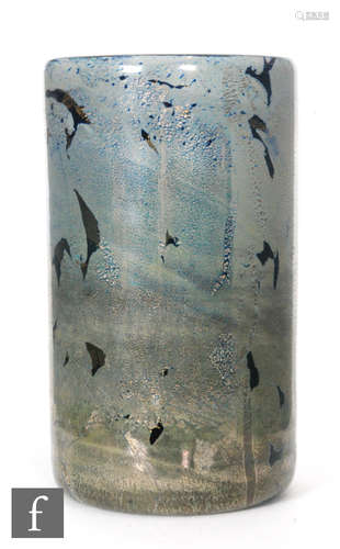 A later 20th Century Isle of Wight Black Azurene glass vase, by Michael Harris & William Walker,