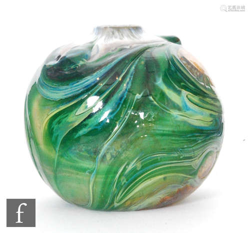 A later 20th Century Isle of Wight Archive glass vase of globular form,