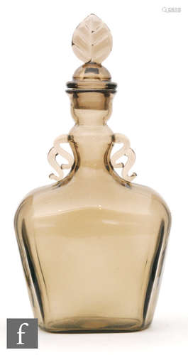 An early 20th Century Orrefors Sandvik decanter designed by Simon Gate, cinnamon tinted,