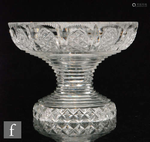 A late 18th Century cut crystal Pineapple or bowl stand circa 1800 of waisted circular form,