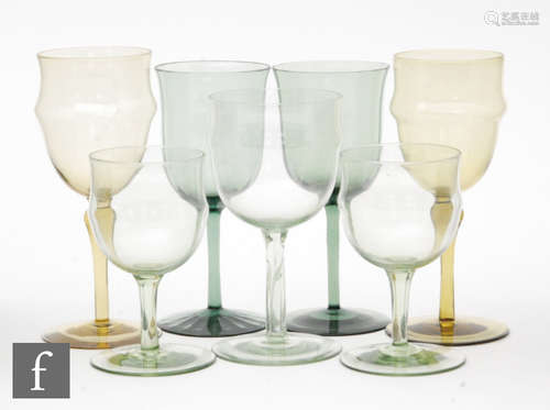 A group of late 19th Century to early 20th Century James Powell & Sons (Whitefriars) wine glasses,