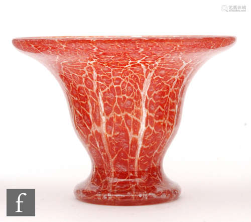 A WMF (Wurttembergische Metallwarenfabrik) 1930s Ikora glass vase of stepped flared form,