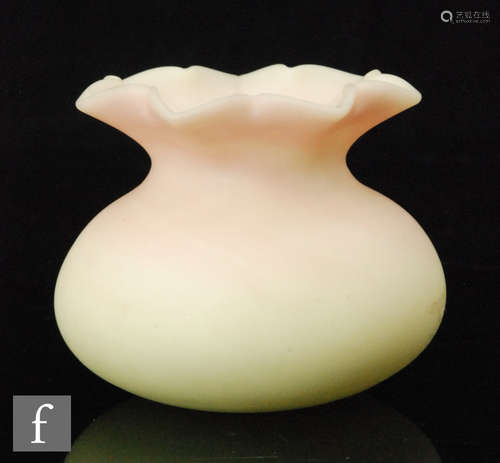 A late 19th Century Thomas Webb & Sons Burmese posy bowl of squat ovoid form with petal rim,