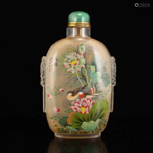 Qing Dy Peking Glass Inside Painting Snuff Bottle