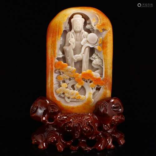 Superb Chinese Hetian Jade Statue - Ruyi Kwan-yin