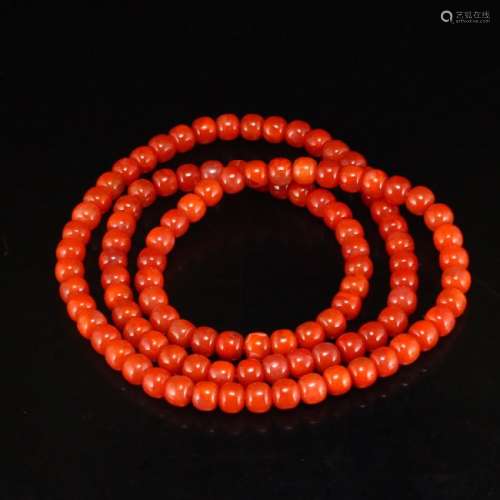 Superb Chinese Natural Nan Hong Agate Beads Necklace