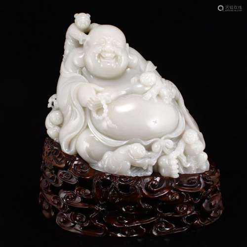 9.5 kg Hetian Jade Statue - Laughing Buddha & Kids