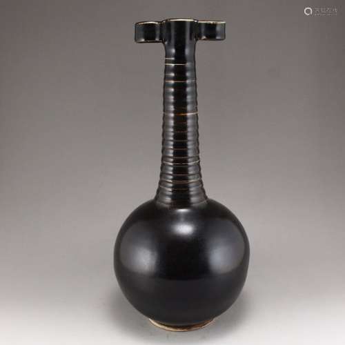 Black Glaze Ding Kiln Porcelain Double Ears Vase