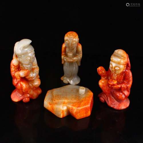 Vintage Chinese Hetian Jade Figures Statues