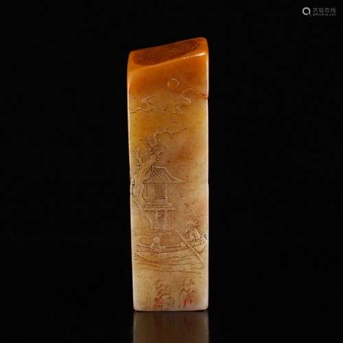 Vintage Chinese Shoushan Stone Low Relief Seal