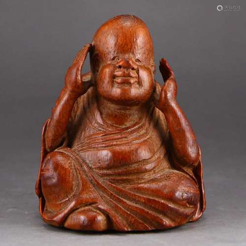 Vintage Chinese Bamboo Root Arhat Statue