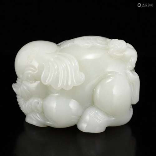 Superb Chinese Hetian Jade Elephant & Monkey Statue