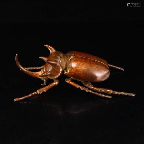 Exquisite Chinese Red Copper Beetle Statue