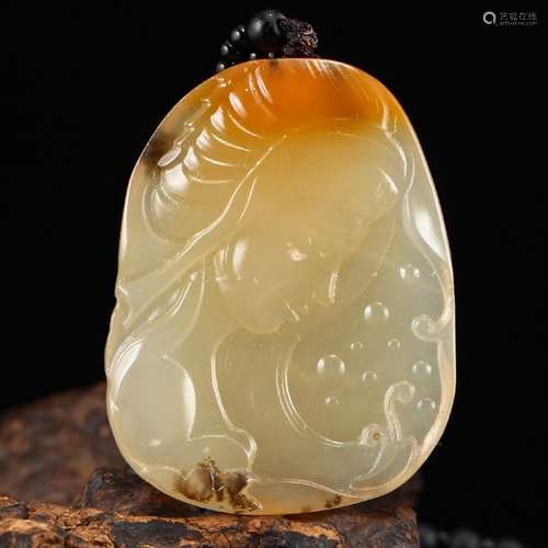 Chinese Natural Chalcedony Beautiful Girl Pendant