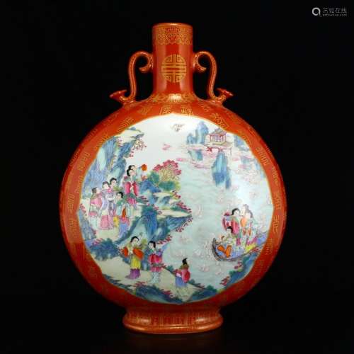 Superb Chinese Gilt Edge Famille Rose Porcelain Vase