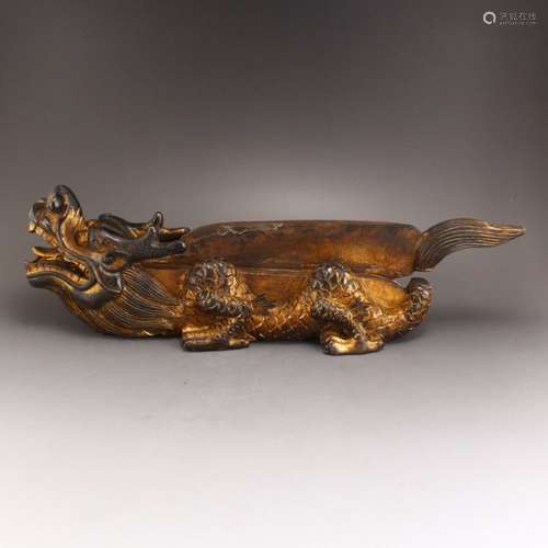 Gilt Bronze Dragon Head Herbal Medicine Cutting Tool