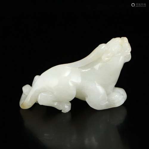 Chinese White Hetian Jade Fortune Beast Pendant