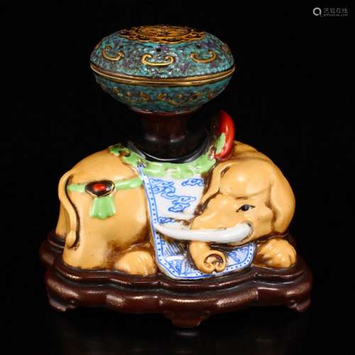 Palace Gilt Gold Porcelain Elephant Incense Burner