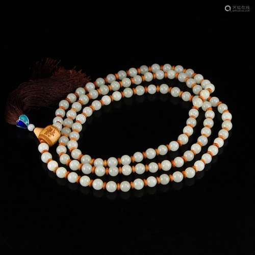 8 MM Chinese Natural Hetian Jade Beads Bracelet