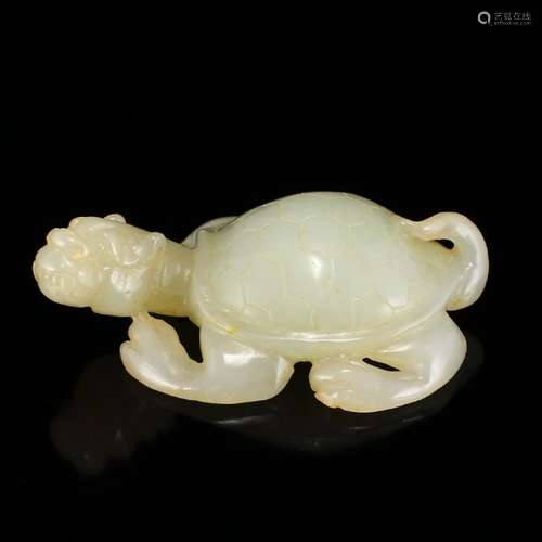 Vintage Chinese Hetian Jade Statue - Dragon Turtle