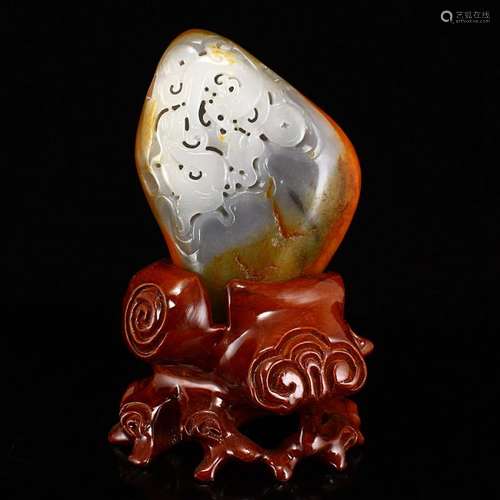 Chinese Natural Hetian Jade Statue - Dragon & Phoenix