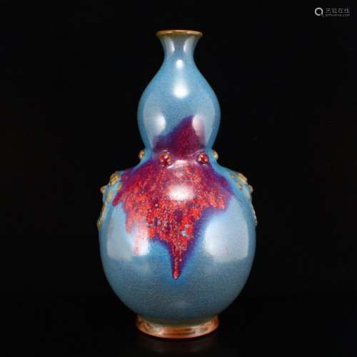 Chinese Variable Glaze Jun Kiln Porcelain Gourd Vase