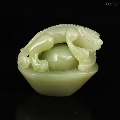 Chinese Hetian Jade Statue - Fortune Chi Dragon