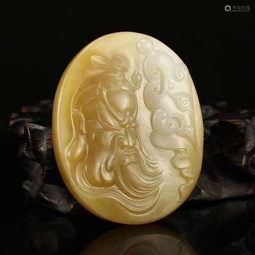 Superb Chinese Hetian Jade Pendant - Guangong