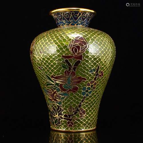 Vintage Chinese Gilt Gold Bodiless Cloisonne Vase