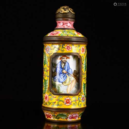 Chinese Red Copper Enamel Turn Heart Snuff Bottle