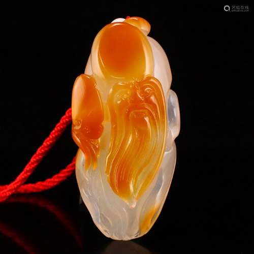 Chinese Natural Chalcedony Pendant - Longevity Old Man