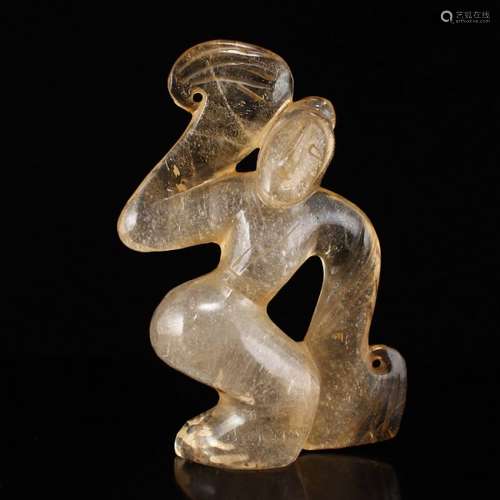 Vintage Chinese Han Dy Crystal Figure Statue