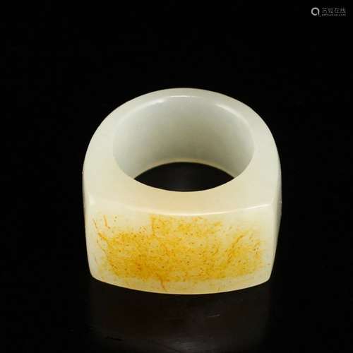 Superb Chinese Natural White Hetian Jade Thumb Ring